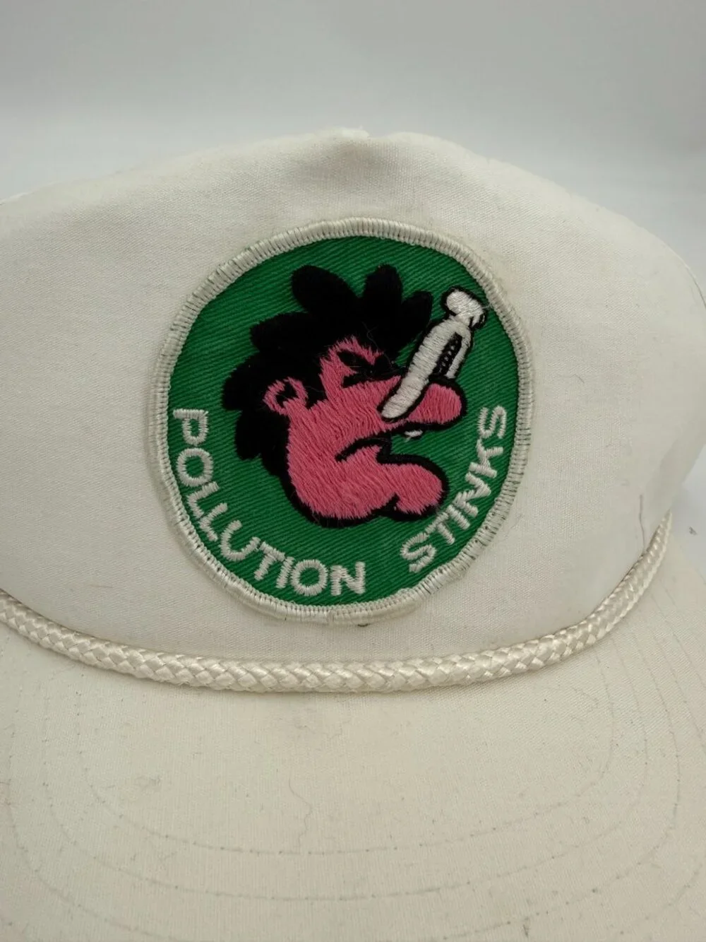 Vintage Pollution Stinks Patch SnapBack Hat 1980s